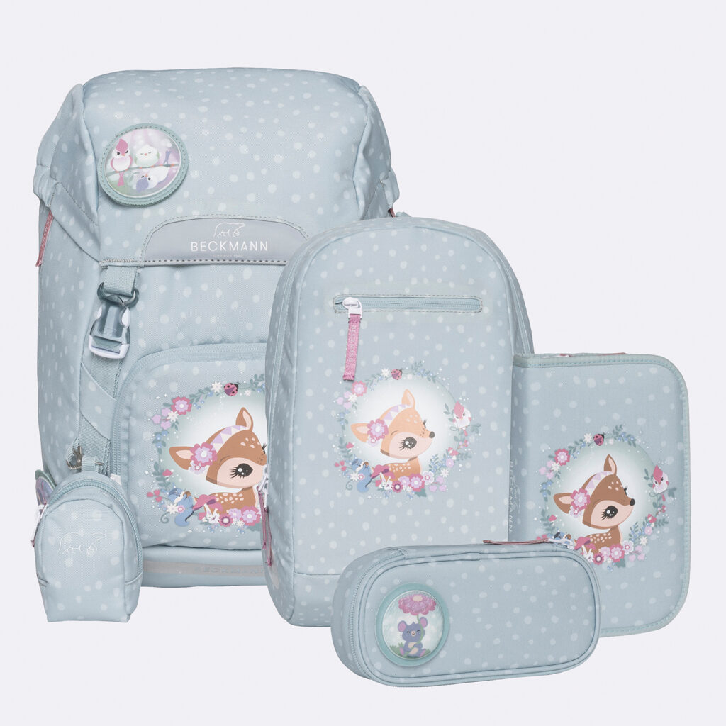 Ghiozdan, rucsac ergonomic, set clasic 6 piese, Forest Deer Dusty Mint