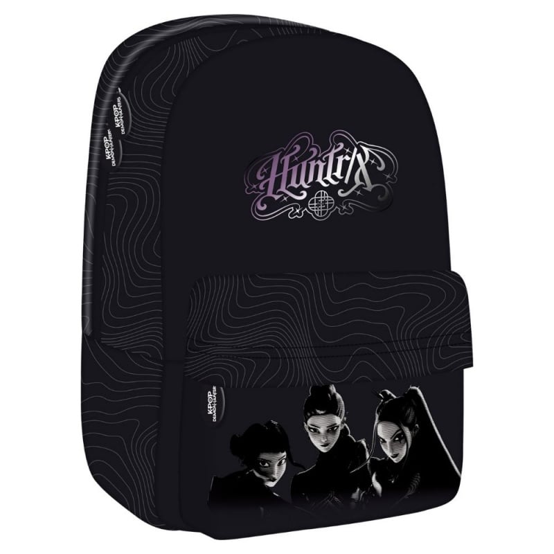 Ghiozdan scoala K-POP Demon Hunters cu 2 compartimente, negru, 40x28x18 cm