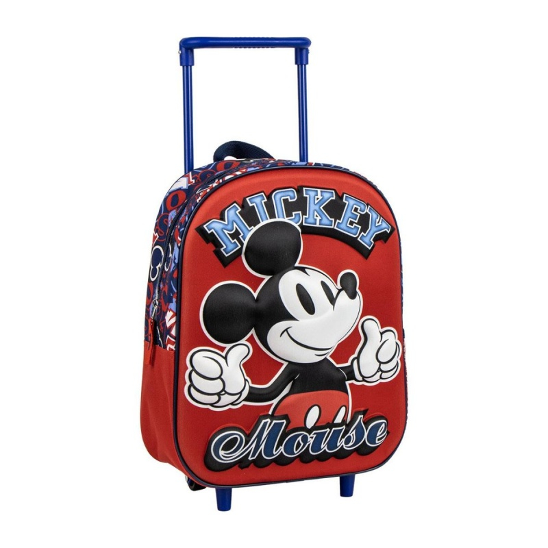 Ghiozdan tip troller pentru gradinita Mickey 3D, 25x31x10 cm