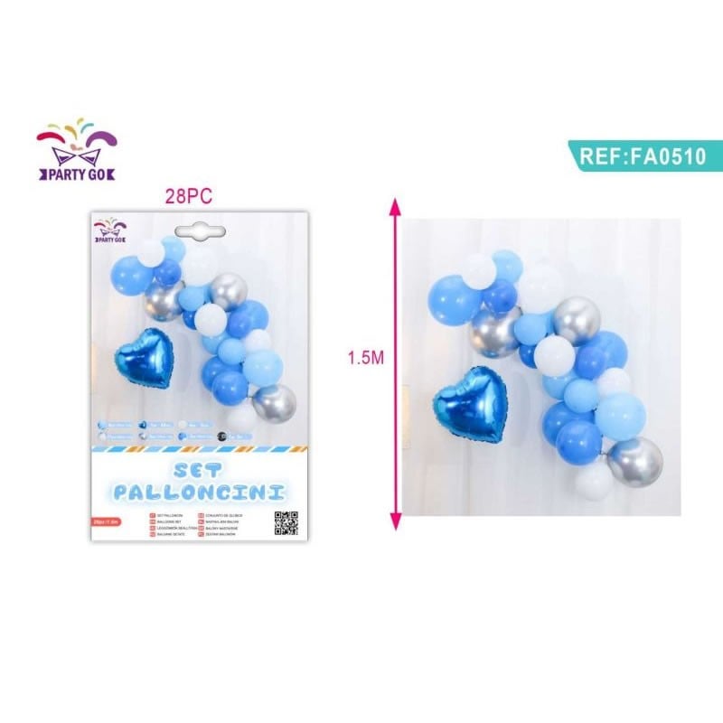Ghirlanda din baloane PartyGo, albastru, set 33 buc
