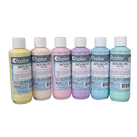 Guasa lavabila 6 x 250 ml, culori pastel