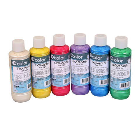 Guasa lavabila 6 x 250 ml, culori perlate