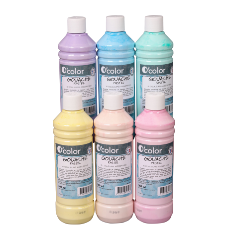 Guasa lavabila 6 x 500 ml, culori pastel