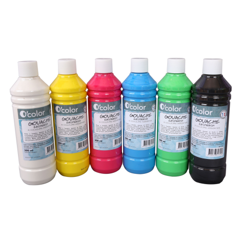 Guasa lavabila 6 x 500 ml, culori primare