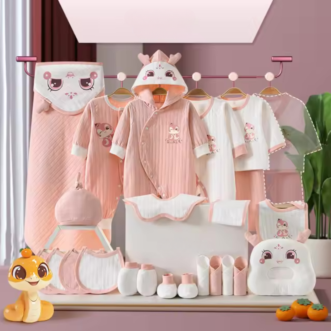 Hăinuțe Cadou Bebe Set 24 Piese Dragon Roz - 0-3 luni