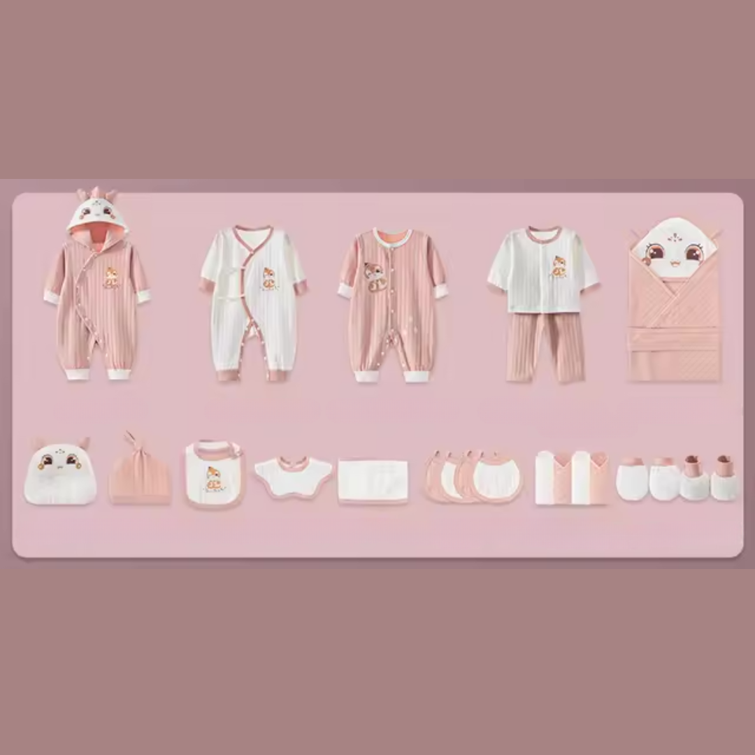 Hăinuțe Cadou Bebe Set 24 Piese Dragon Roz - 3-6 luni - poza 2