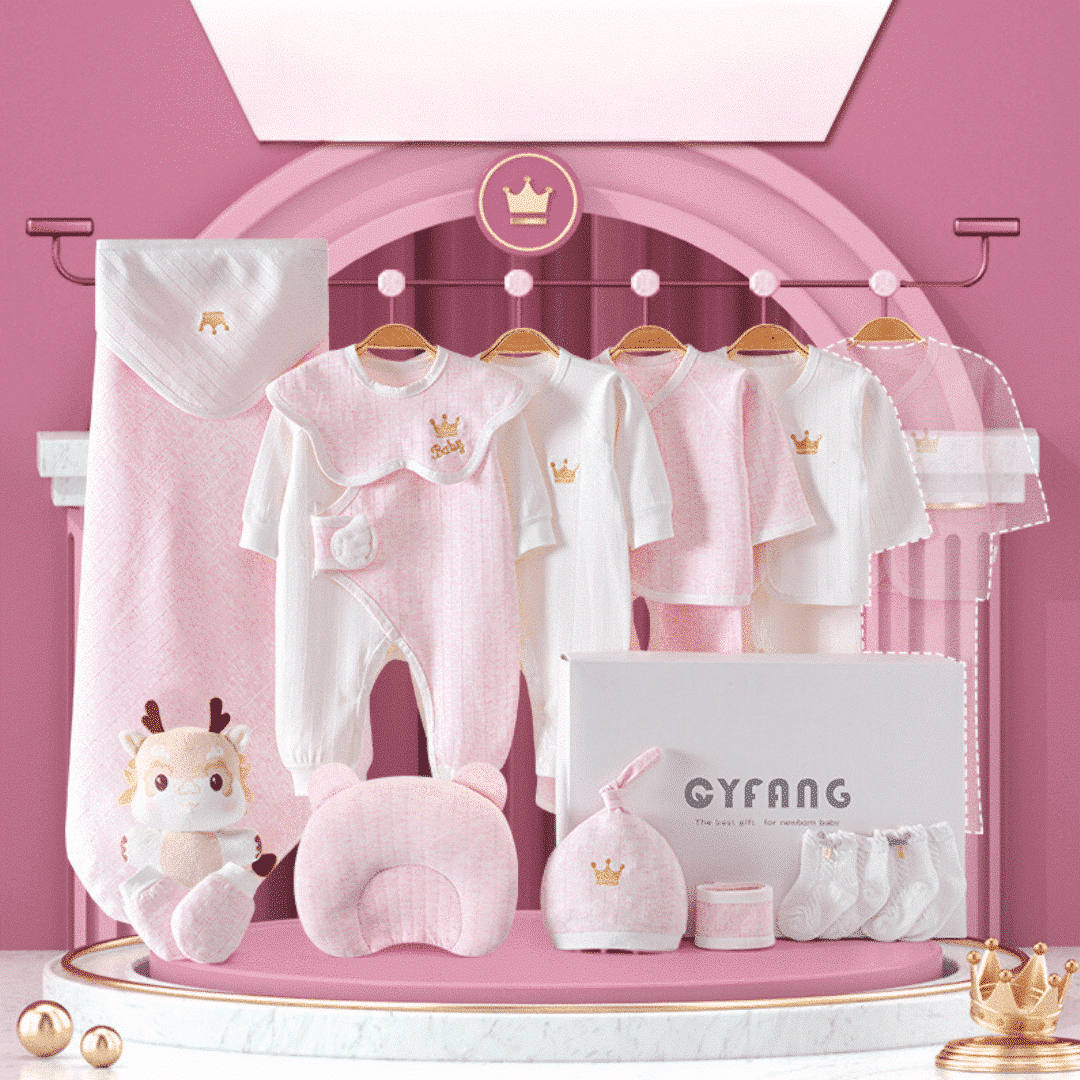 Hăinuțe Cadou Bebe Set Alb-Roz S18 Piese Baby - 3-6 luni - poza 1