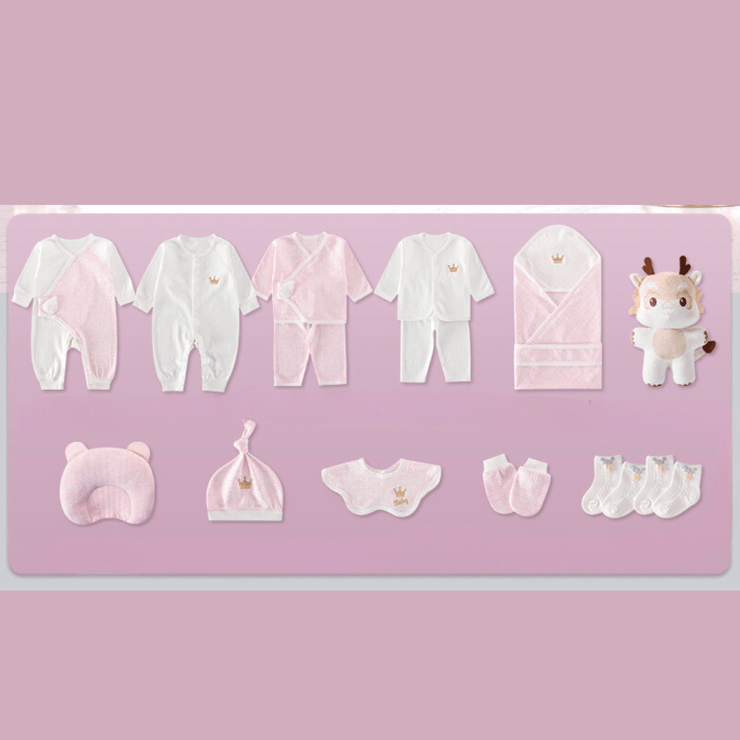 Hăinuțe Cadou Bebe Set Alb-Roz S18 Piese Baby - 3-6 luni - poza 2