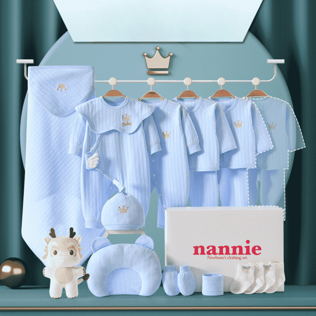Hăinuțe Cadou Bebe Set Blue S 18 Piese Crown - 0-3 luni - poza 1