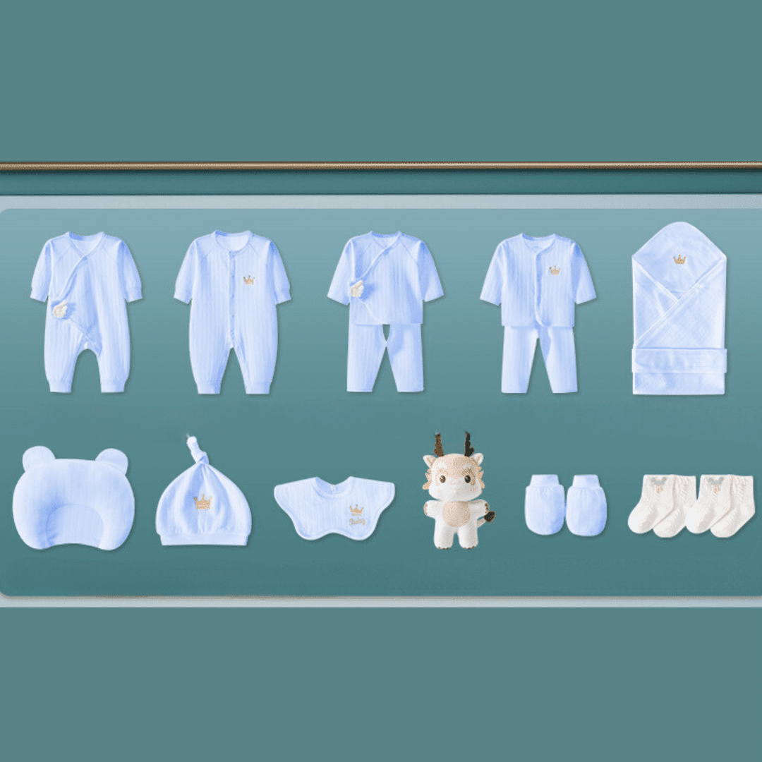 Hăinuțe Cadou Bebe Set Blue S 18 Piese Crown - 0-3 luni - poza 2
