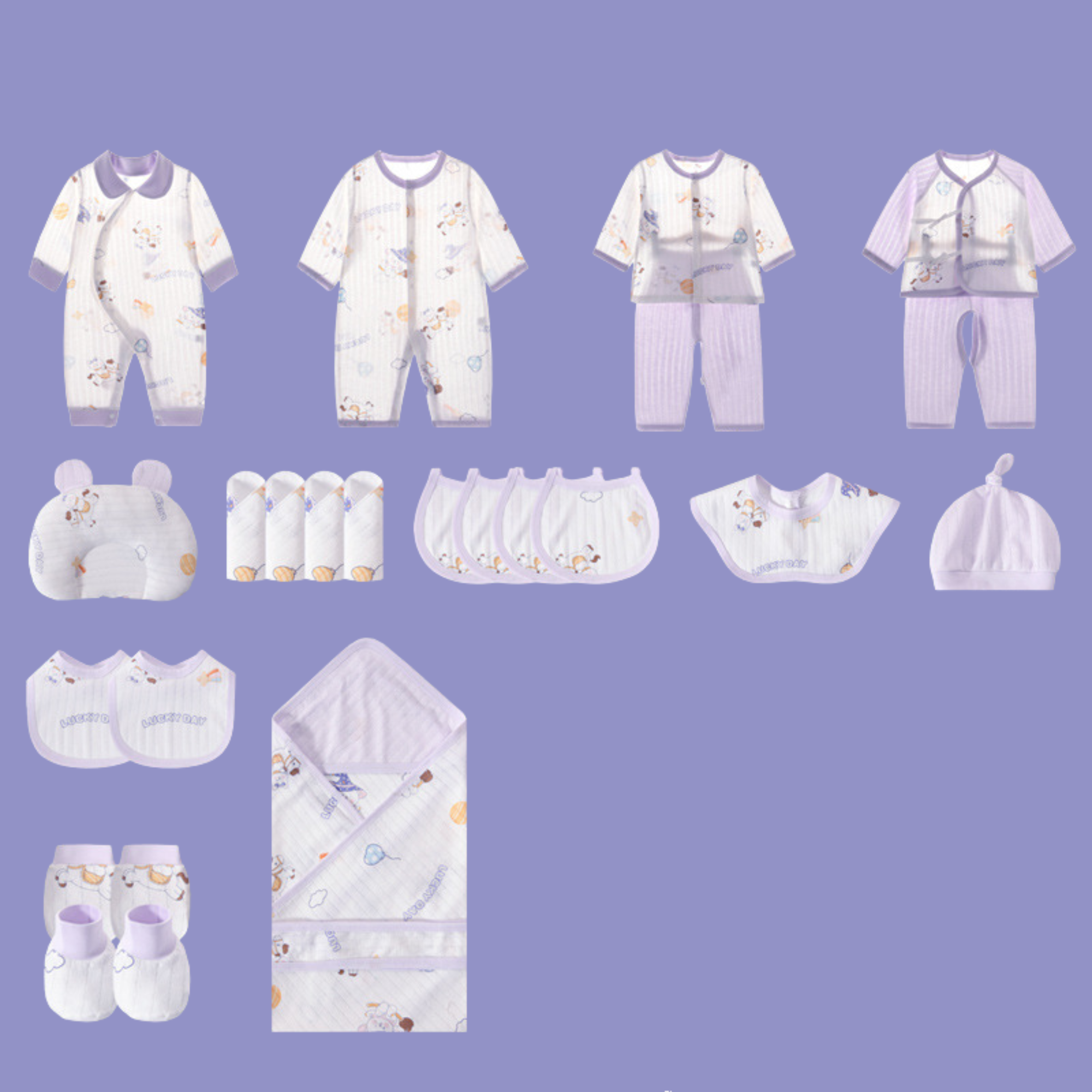 Hăinuțe Cadou Bebe Set Mov 25 Piese Little Bear - 3-6 luni - poza 4