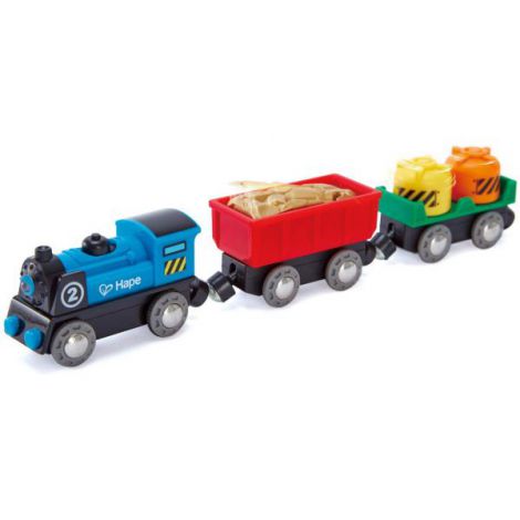 Hape Tren Marfar Cu Doua Vagoane - poza 2