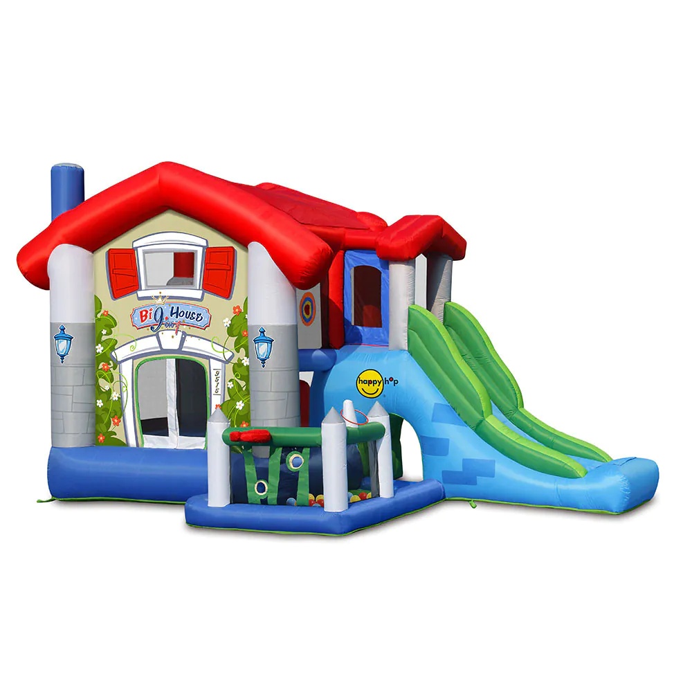 Happy Hop Casuta de Joaca Gonflabila cu Tobogan si Bile 455x330x265 - poza 1