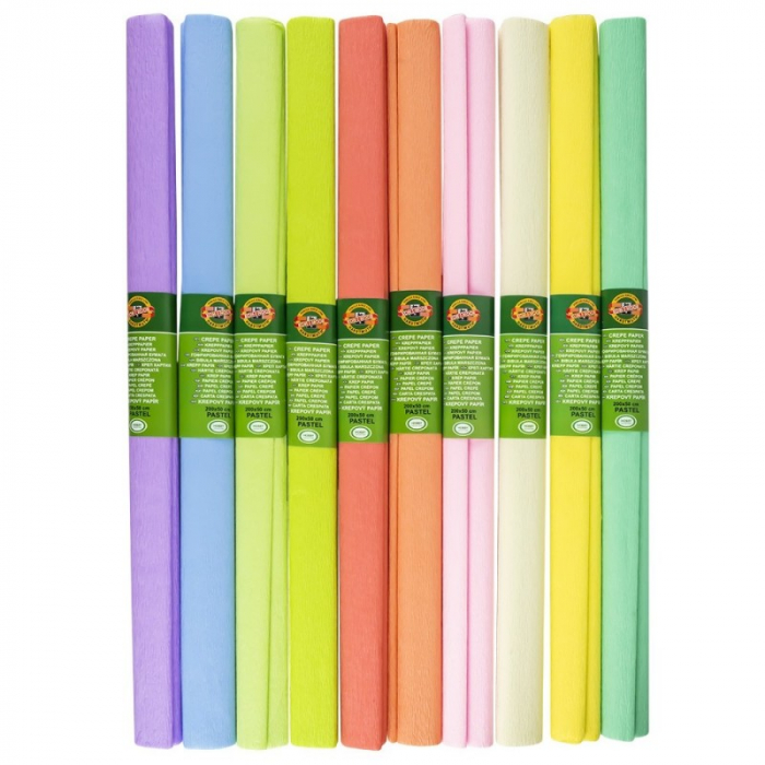 Hartie creponata,diverse culori pastelate,10 culori set, 50x200 cm