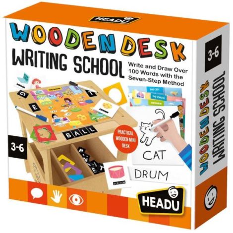 Headu - Birou din lemn cu diverse activitati educative de a scrie si desena 3-6 ani - poza 2