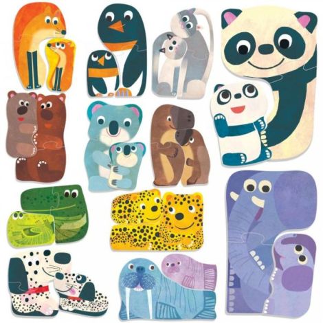 Headu Ecoplay - Puzzle-Uri Animalute Cu Pui - poza 1