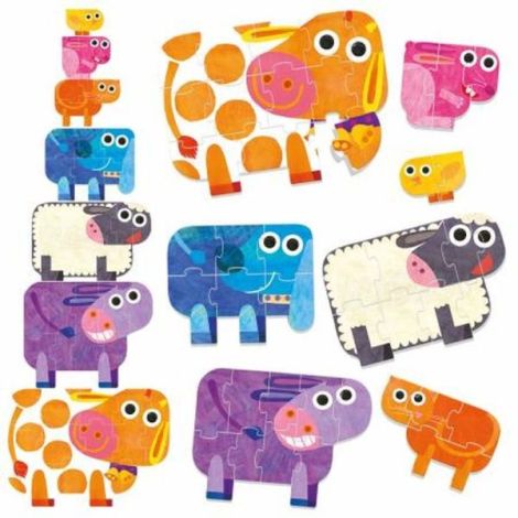 Headu Ecoplay - Puzzle-Uri Progresive Animale Mari Si Mici - poza 1