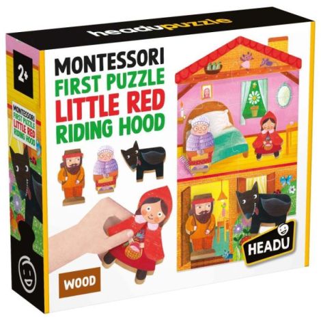 Headu - Montessori primul meu puzzle Scufita Rosie ce include 4 forme din lemn - poza 1
