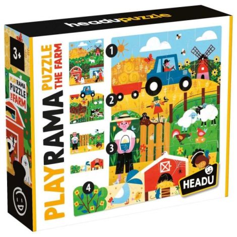 Headu - Puzzle-uri stivuibile Aventura la Ferma pentru copiii de peste 3 ani - poza 1