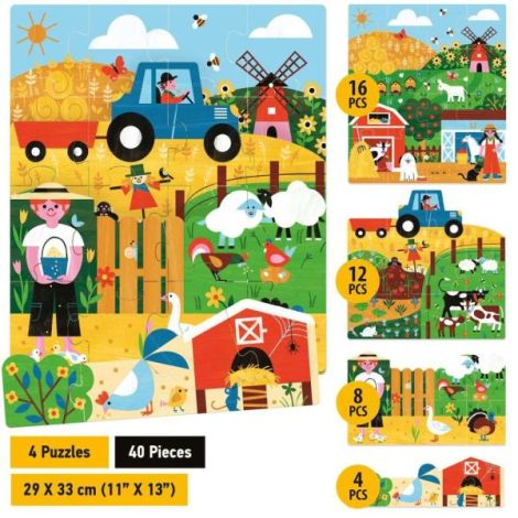 Headu - Puzzle-uri stivuibile Aventura la Ferma pentru copiii de peste 3 ani - poza 2