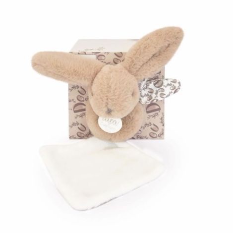 Iepuras Doudou, jucarie de plus cu paturica, 0 ani +, 16 cm, Bej - poza 3