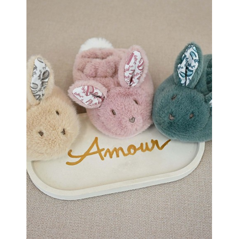Iepuras Doudou - Set Pantofiori si Jucarie de Plus, Roz - poza 3