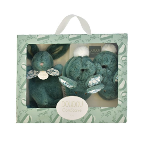 Iepuras Doudou - Set Pantofiori si Jucarie de Plus, verde - poza 1