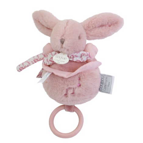 Iepuras muzical Doudou , roz, 20 cm - poza 1