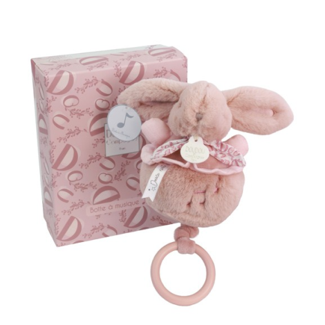 Iepuras muzical Doudou , roz, 20 cm - poza 3