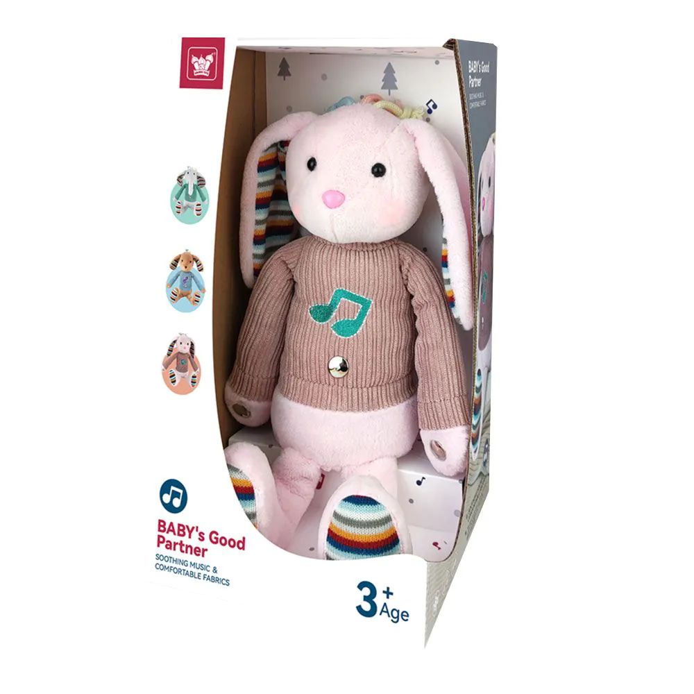 Iepure de plus muzical pentru bebelusi Babys Good Partner 34 cm - poza 2