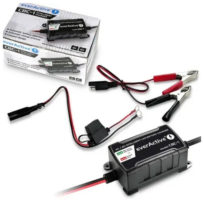 Incarcator inteligent 6V sau 12V 1Ah pt acumulatori si masinute electrice copii, everActive - Autokids.ro