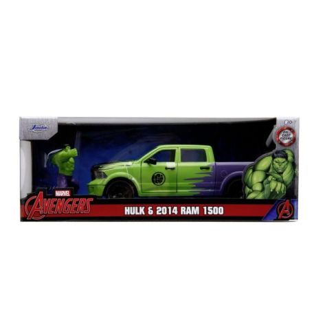 Jada Marvel Set Figurina Hulk Si Masinuta Metalica Ram 1500 2014 Scara 1:24 - poza 1