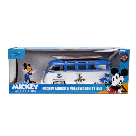 Jada Masina Din Metal Volkswagen T1 Bus Scara 1 La 24 Si Figurina Mickey Mouse - poza 1