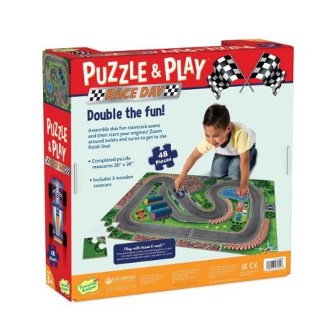 Joc 2 in 1, Puzzle and play, Masini de curse, Peaceable Kingdom - poza 3