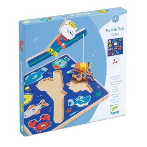 Joc 2 în 1 puzzle si pescuit magnetic, Djeco - poza 1