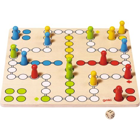 Joc board Game Ludo, din lemn premium, 28 x 28 cm, 2-4 jucători, 4 ani+, Goki 56710 - poza 1
