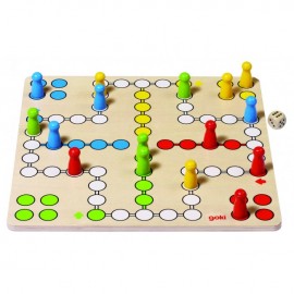 Joc board Game Ludo, din lemn premium, 28 x 28 cm, 2-4 jucători, 4 ani+, Goki 56710 - poza 2