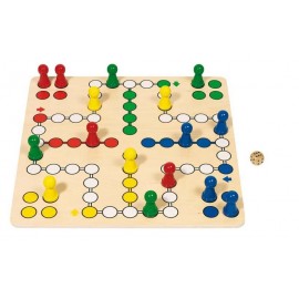 Joc board Game Ludo, din lemn premium, 28 x 28 cm, 2-4 jucători, 4 ani+, Goki 56710 - poza 3