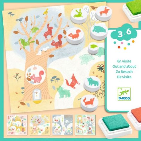 Joc creativ cu stampile Animale din padure, Djeco - poza 1