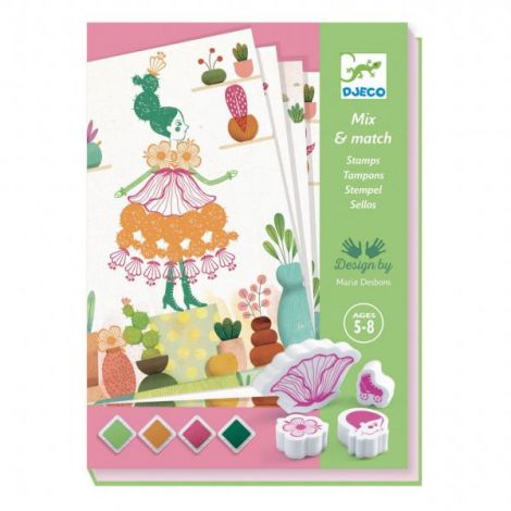 Joc creativ cu stampile Fete flori, Djeco - poza 1