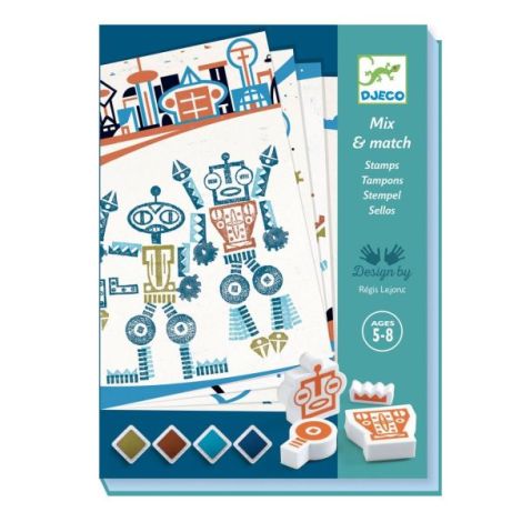Joc creativ cu stampile Roboți extratereștri, Djeco - poza 1