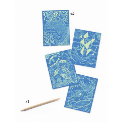 Joc creativ de răzuit planșe fluorescente, În adâncul oceanului - poza 2