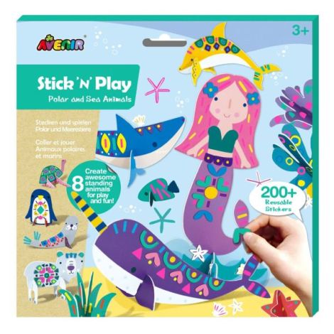 Joc creativ Stick N Play cu scene 3D si stickere repozitionabile - Animale polare si marine - poza 1