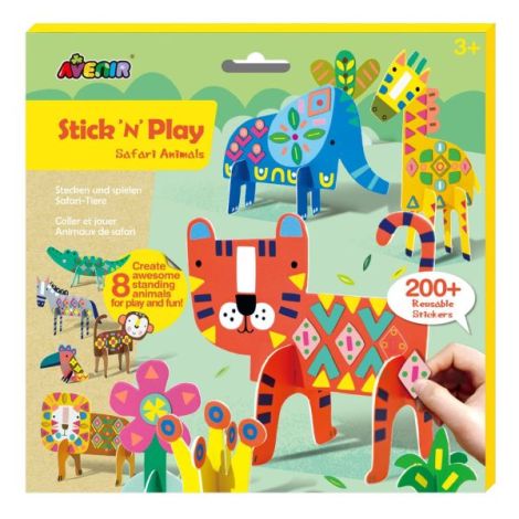 Joc creativ Stick N Play cu scene 3D si stickere repozitionabile - Animale Safari - poza 1