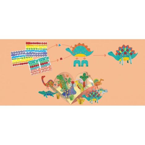 Joc creativ Stick N Play cu scene 3D si stickere repozitionabile - Lumea Dinozaurilor - poza 3