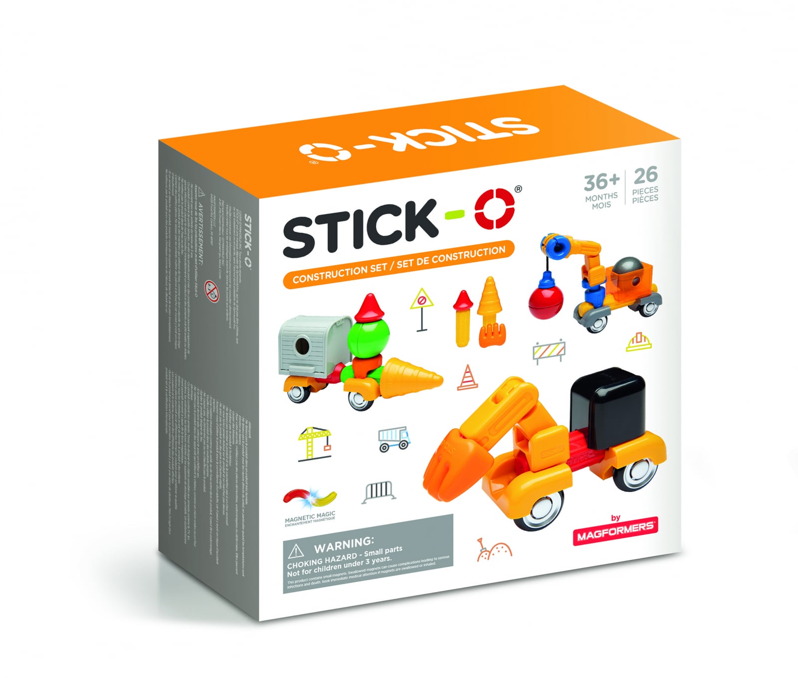 Joc cu magneti Stick-O, Set de construit vehicule, 32 piese