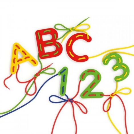 Joc cu sireturi Montessori ABC+123, 3-7 ani, Quercetti Q02808 - poza 3