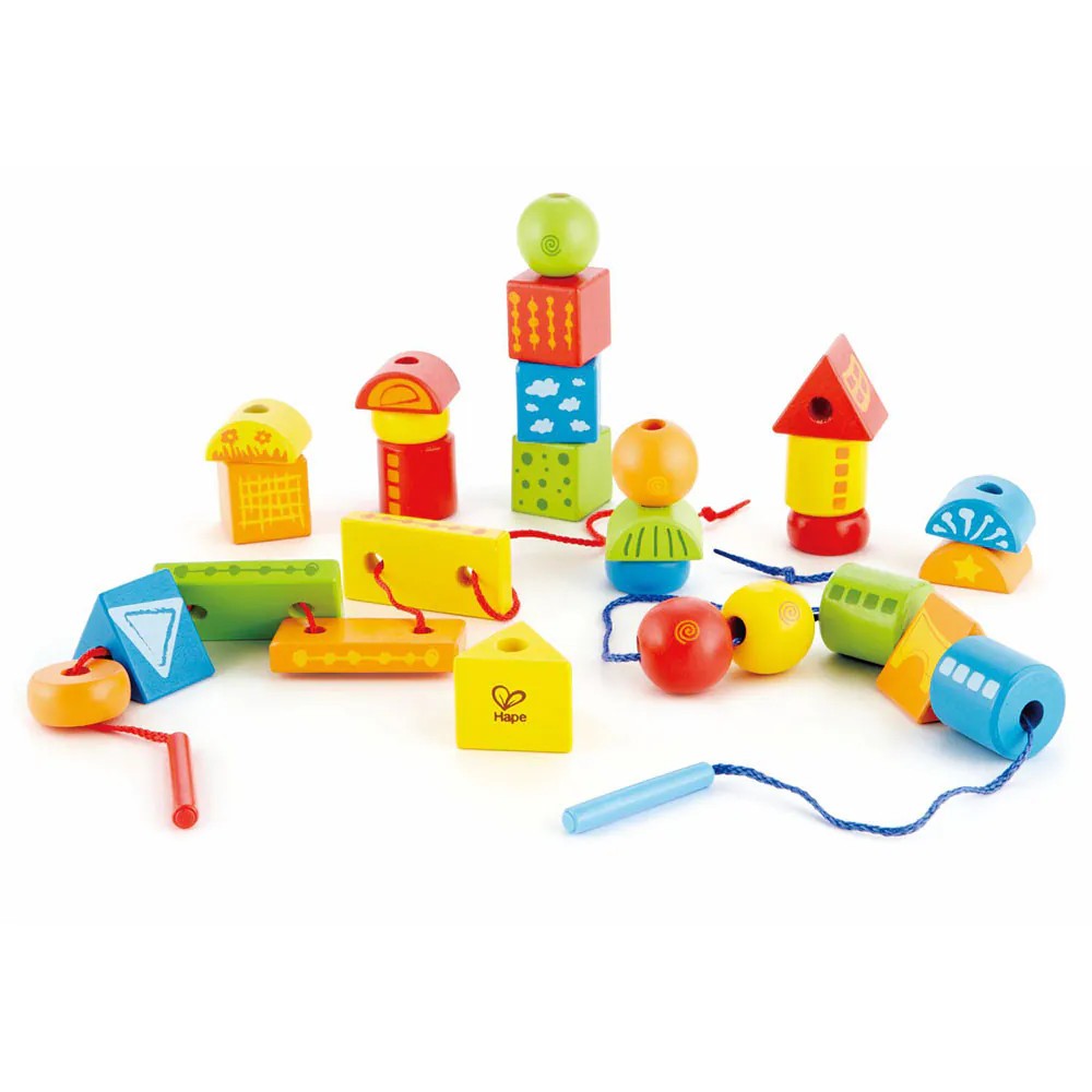 Joc de constructie cu cuburi din lemn Hape 32 piese - poza 1