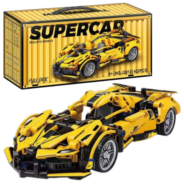 Joc de constructie Masina Galbena, scara 1:18, 422 piese