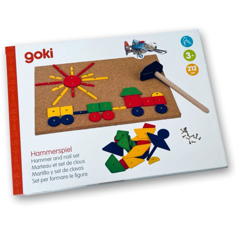 Joc de constructii Educativ - ciocan si cuie, 210 piese, 3ani+, Goki 58990 - poza 1